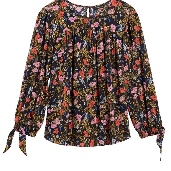 Banana Republic Puff Sleeve Swing Top Floral Print Blouse SP Small Petite - Picture 3 of 7